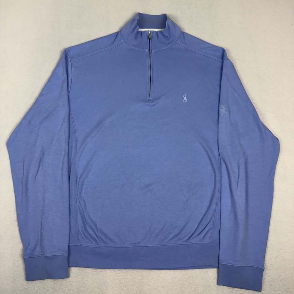 Polo Golf Ralph Lauren 1/4 Zip Pima Cotton 1913 Indian Head Pullover Blue M